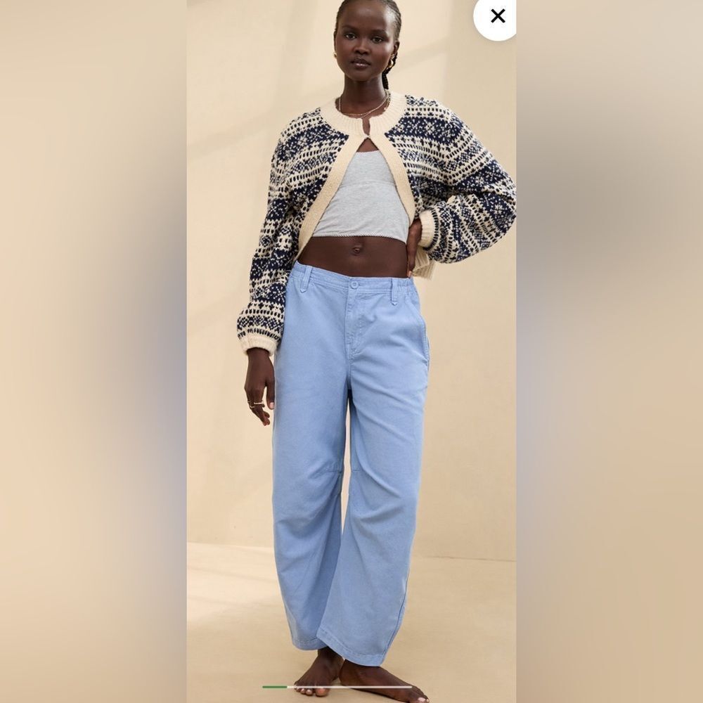 Aerie barrel leg pants monaco blue